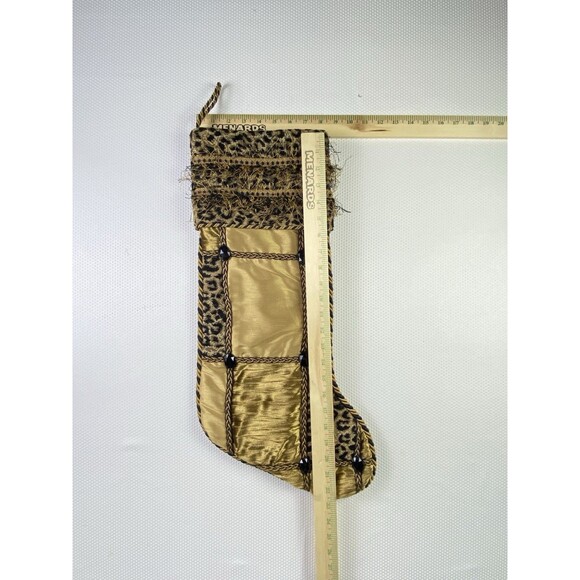 Villa Bacci Leopard Cheetah Animal Print Gold Black Luxury Christmas Stocking - Picture 9 of 11